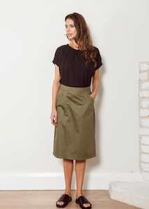 Dalston Sara Skirt Olive Sateen