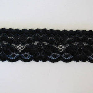 Black Embossed Lace Elastic 25mm 1.25 inch wide