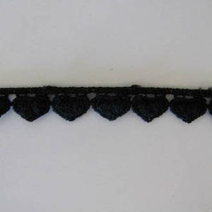 Guipure Lace Black Hearts Trim