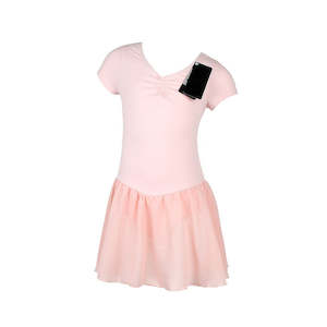 Short Sleeve leotard with Skirt - Pink