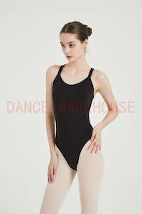 Leotards: Double Straps Camisole Dance Leotards - Black