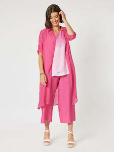 Clarity Long Duster Shirt C45847 - Hot Pink