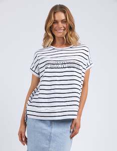 Foxwood Throw On S/S Stripe Tee 5543127 - White/Navy Stripe