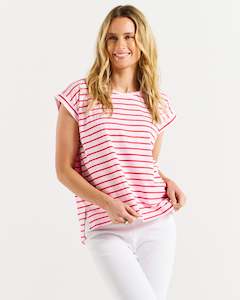 Betty Basic Michaela Top BB1034 - Cherry Blossom Stripe