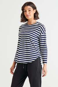 Womenswear: Betty Basic Jessie Long Sleeve Tee BB2027 - Blue Stripe