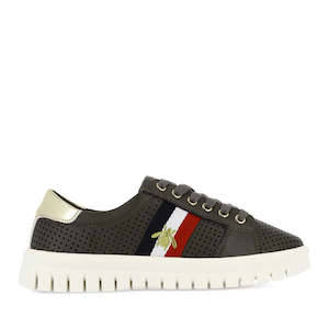 Womenswear: Laguna Quays Elope Leather Sneakers - Black/Gold