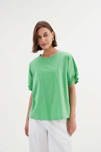 Tirelli Ruffle Sleeve Detail Top 24A3538 - Soft Green