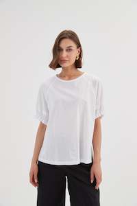 Tirelli Ruffle Sleeve Detail Top 24A3538 - White