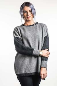 Womenswear: Koru Contrast Jumper KO547 - Mist/Charcoal