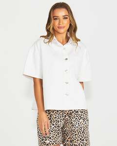 Sass Wyatt Short Sleeve Denim Shirt 18554TWSS - White