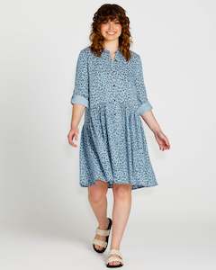 Sass Zahila Shirt Dress 18201DWSS - Denim Cheetah