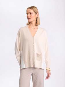 Marco Polo Spliced Colour Block Cardi YTMS53587 - Natural