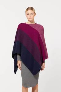 Mcdonald Ombre Poncho 5010 - Navy/Berry/Heather