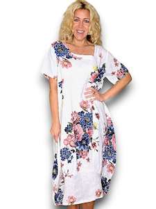 Helga May Petal Bloom Mid Sleeve Maxi dress - White