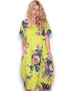 Helga May Petal Bloom Mid Sleeve Maxi dress - Bright Green