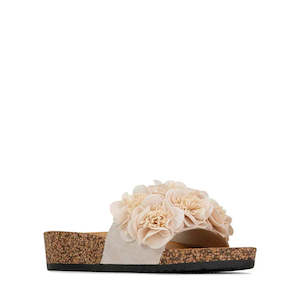 Los Cabos Corsage S24 Black PU Slides - Natural