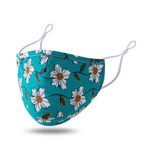 Womenswear: Fashion Face Mask 100% Cotton 125-01a2 Teal green floral