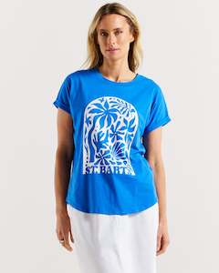 Womenswear: Betty Besic Hailey Short Sleeve Tee BB2026 - St. Barts Palms Print