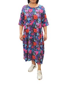 Womenswear: Glam Cotton Dress 2415 - 1 Charcoal /Multi Floral