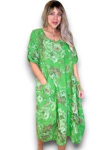 Helga May Scarlett Rose Button Sleeve Maxi Dress - Bright Green