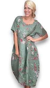 Helga May Lingonberry Mid Sleeve Maxi Dress - Sage