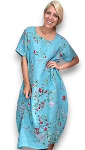 Helga May Lingonberry Mid Sleeve Maxi Dress - Turquoise