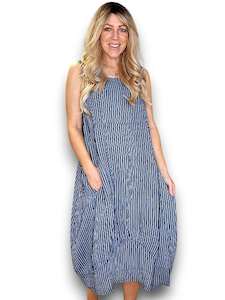 Helga May Stripe Maxi Tank Dress - Charcoal