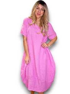 Helga May Plain Mid Sleeve Maxi Dress - Bubblegum Pink