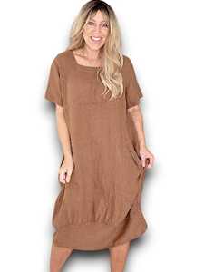 Helga May Plain Mid Sleeve Maxi Dress - Coffee