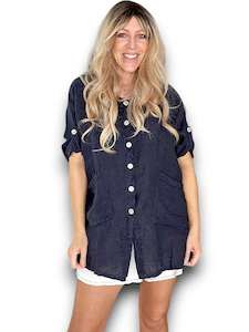 Womenswear: Helga May Pearl Button shirt - Navy