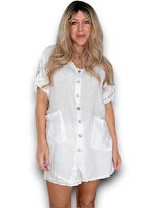 Womenswear: Helga May Pearl Button shirt - White