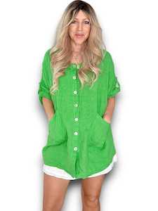 Helga May Pearl Button shirt - Bright Green