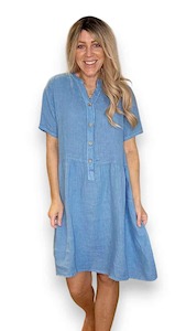 Helga May Midi Coconut Button Dress - Sky Blue