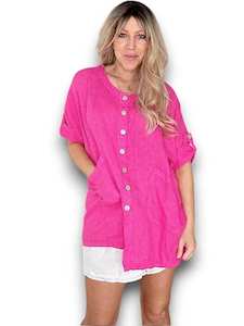 Womenswear: Helga May Pearl Button shirt - Hot Pink