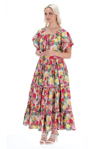 Augustine Isla Midi Dress Watercolour r08