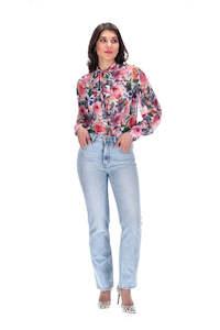 Augustine Annalee Bow Shirt Floral r5866