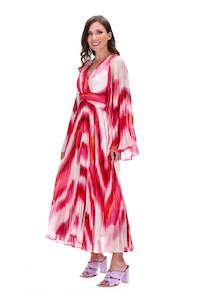 Augustine Gina Maxi Dress Pleated Pink r5914