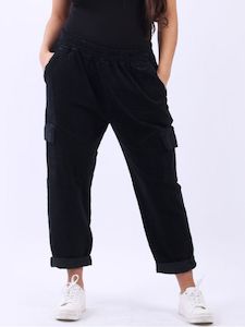 Womenswear: Italian Corduroy Pant r8638 - Black