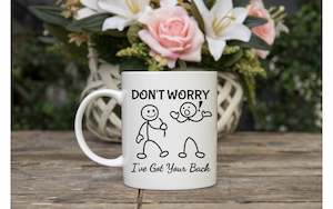 Frontpage: Don't worry i got your back mug with chocolate bouquet