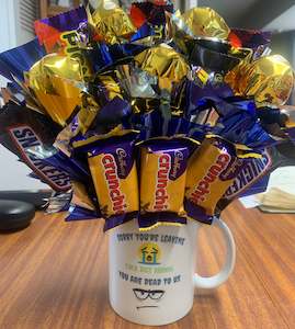 Sorry you're leaving mug chocolate bouquet