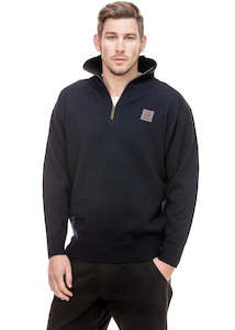 SWANNDRI Mariner Zip Neck Sweater Navy