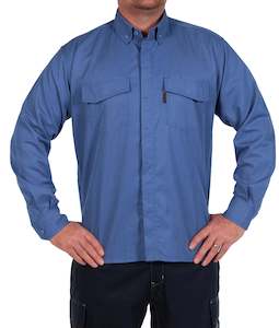 Daneunder Flame Resistant Long Sleeve Blue Work Shirt