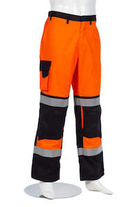 Daneunder Flame Resistant Orange/Navy Work Pants with Reflective Tape