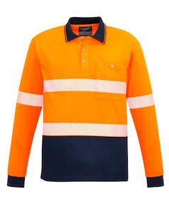 SYZMIK LS Segmented Polo Orange Navy