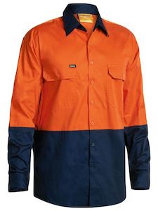 BISLEY LS Cool Lite Weight Shirt Orange/Navy