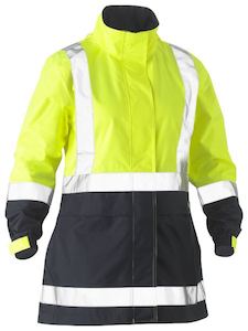 Protective clothing: BISLEY Womens Hi Vis Rain Shell Jacket Yellow