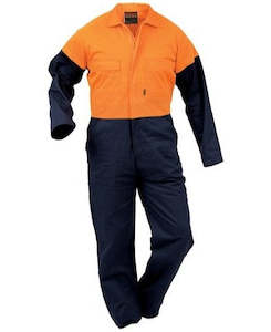 BISON Workzone Cotton Zip Overall Day Orange/Navy