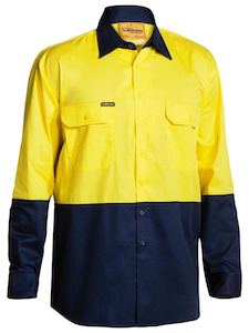 BISLEY LS Cool Lite Weight Shirt Yellow/Navy