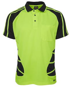 JBs Hi Vis SS Spider Polo Lime Black