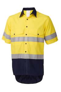 Daneunder Mens SS Shirt Yellow/Navy